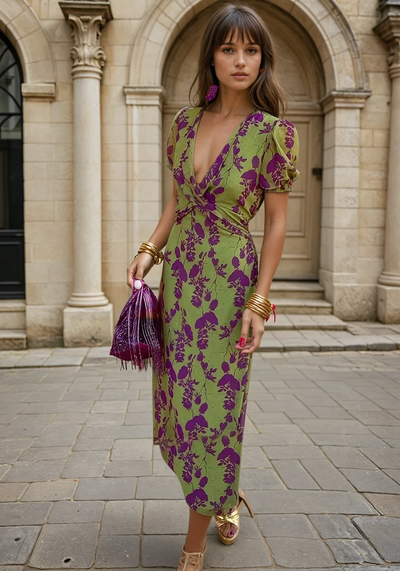 Carina - Elegant Floral Midi Dress