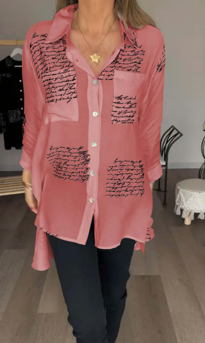 Maika - Bold Letter Print Shirt