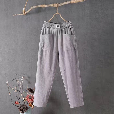 Celena - Casual Linen Blend Trousers