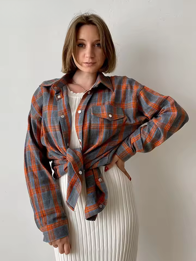 Leandra - Vintage Check Oversized Shirt