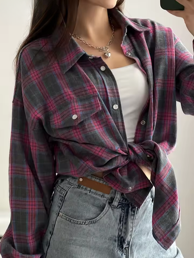 Leandra - Vintage Check Oversized Shirt