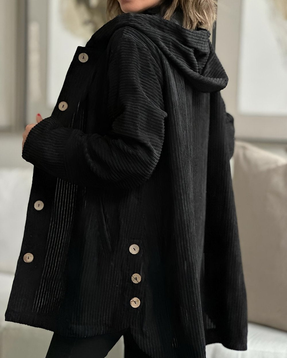 Amélie - Cozy Bordeaux Corduroy Coat