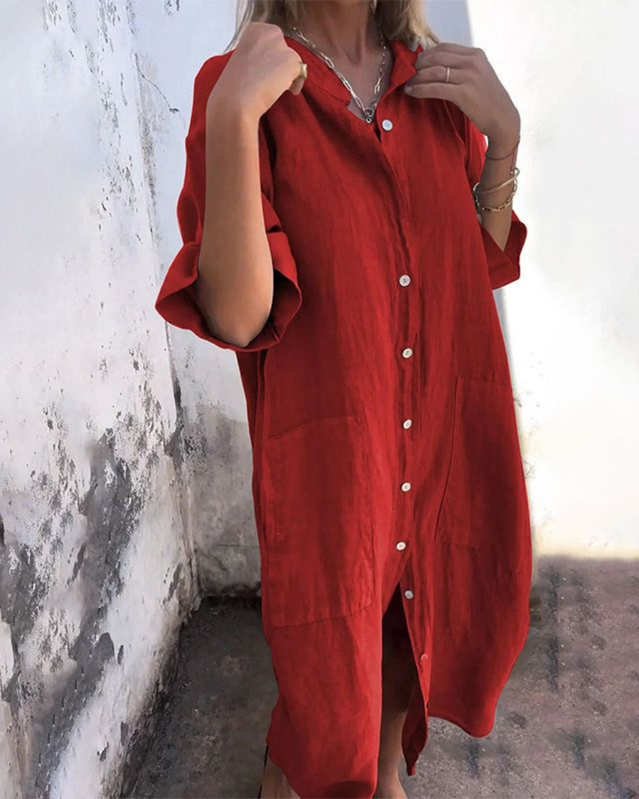 Melanie - Breezy Bohemian Shirt Dress