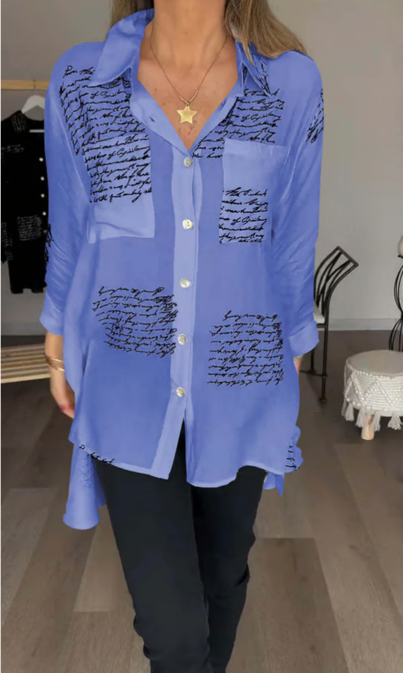 Maika - Bold Letter Print Shirt