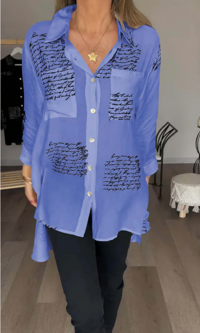Maika - Bold Letter Print Shirt