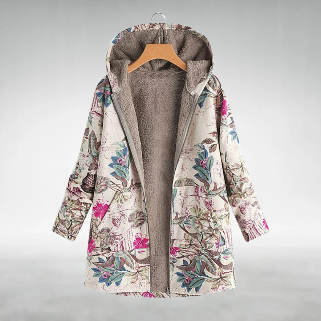 Kaysa - Stylish Floral Fleece Jacket