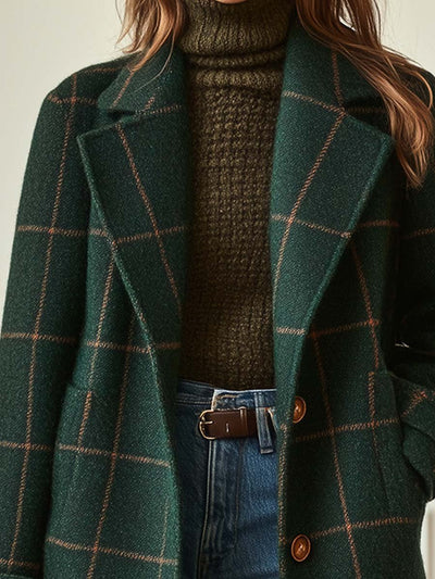 Clara - Vintage Plaid Tweed Coat