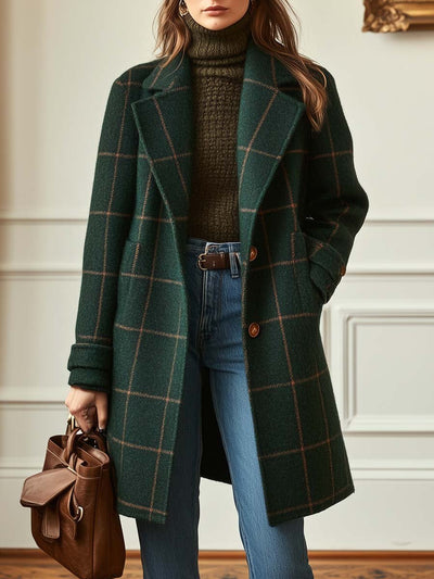Clara - Vintage Plaid Tweed Coat