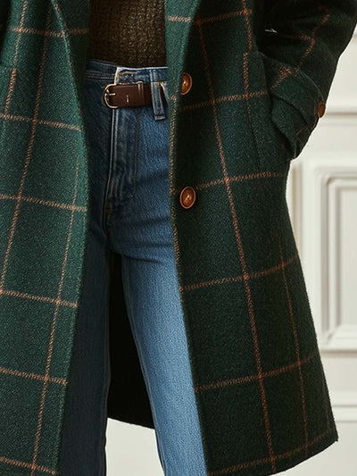Clara - Vintage Plaid Tweed Coat