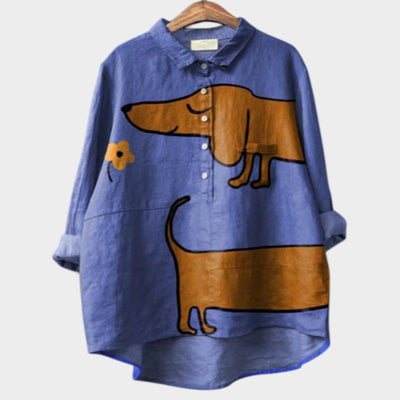 Asta - Playful Dog Print Blouse