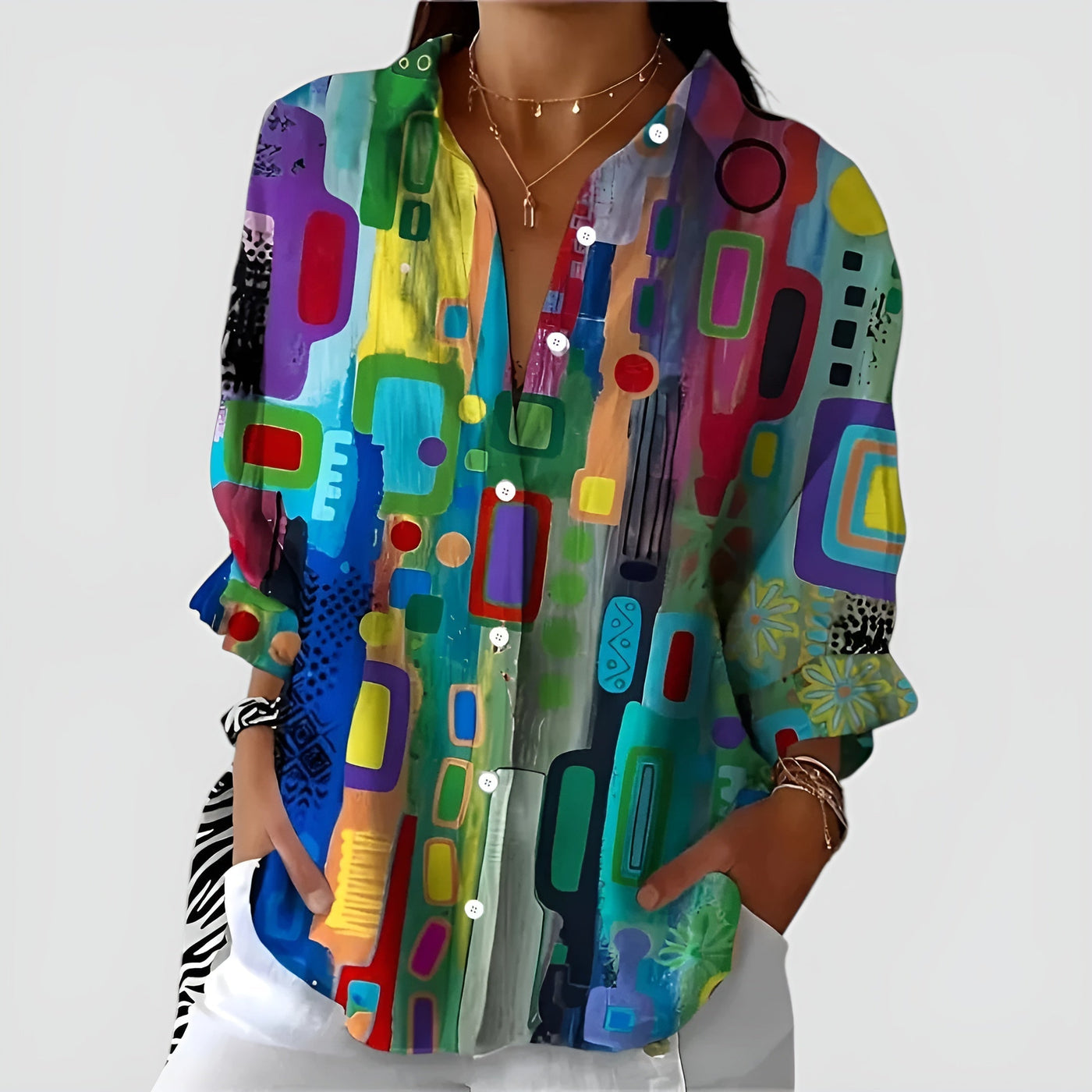 Edna - Comfortable Geometric Blouse