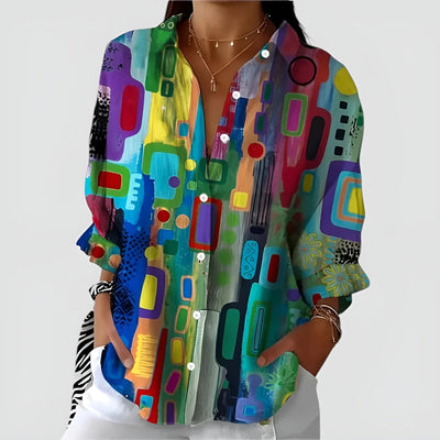 Edna - Comfortable Geometric Blouse